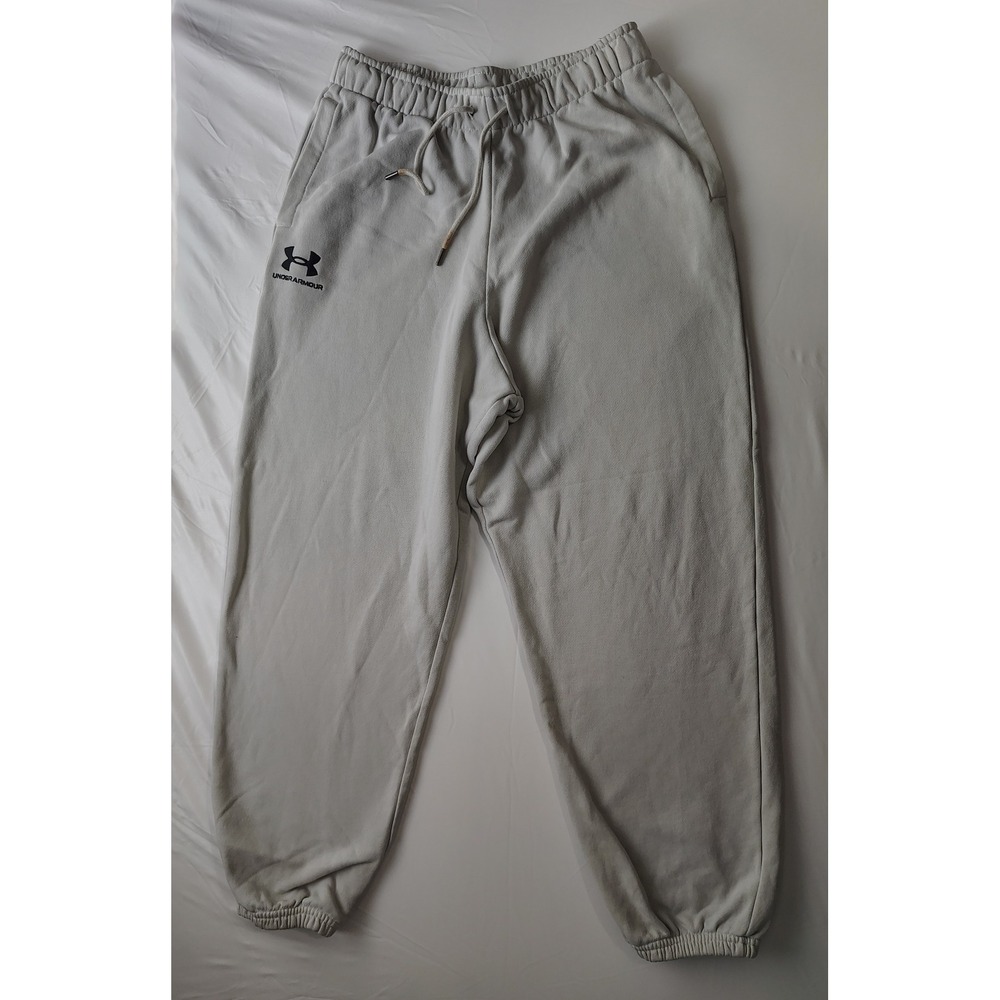 Under Armour Mens Small Gray Fleece Jogger Pants Athletic Sweatpants Logo